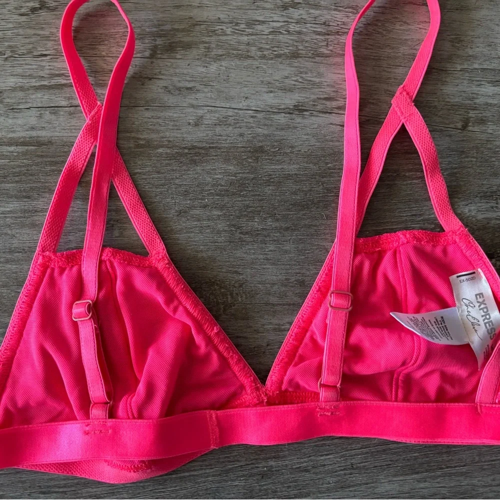 Express Lace Bralette Neon Pink Pull On Strappy Nylon Stretch Womens Small NWOT